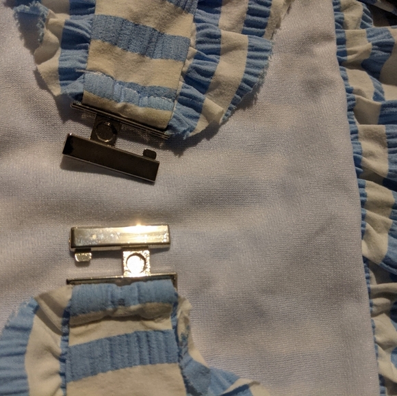 NWT Free People x Paper Blue White Striped Ruffle Bikini, L / XL - Picture 12 of 15